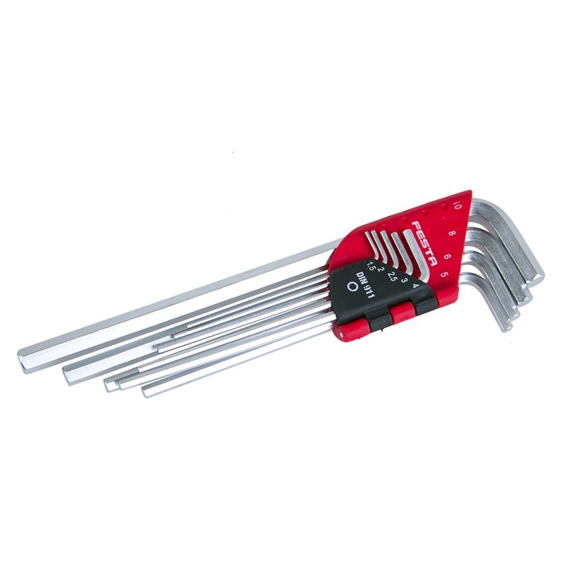 Комплект имбусни L-ключове FESTA CrV удължени 1.5-10mm 9 бр 18490