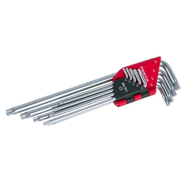 Комплект TORX шестограми FESTA удължени T10–T50 CrV 9 части