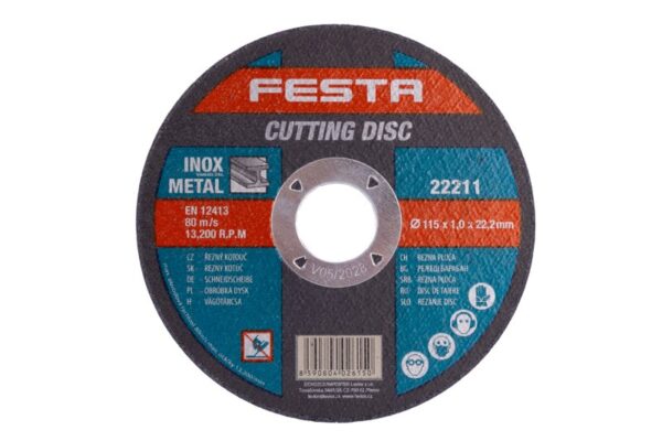 Режещ диск FESTA за метал и INOX 115 × 1 × 22,2 мм