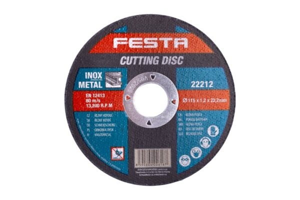 Режещ диск FESTA за метал и INOX 115 × 1,2 × 22,2 мм