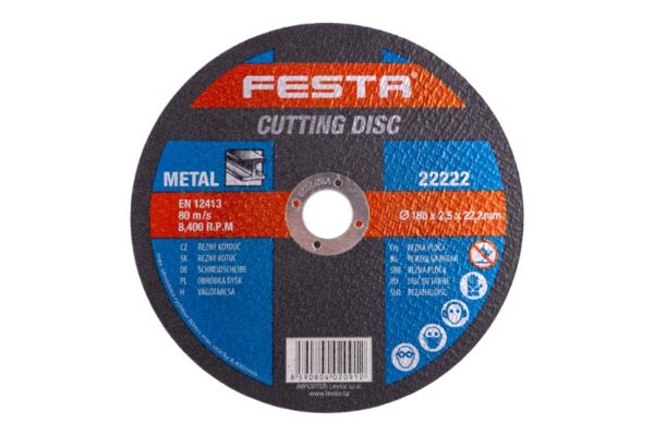Режещ диск FESTA за метал 180 × 2,5 × 22,2 мм
