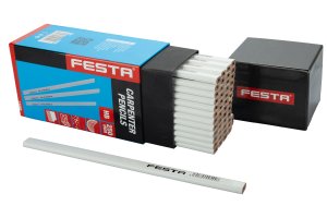 Дърводелски молив FESTA 250 мм HB, бял лак, 13268